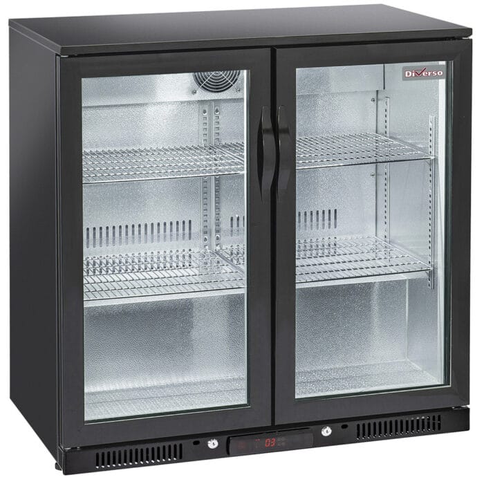 001-WR-TAB2-B2-big ბოთლის გასაციებელი მაცივარი  Diamond  Ventilated "back bar" bottle cooler, 2 swing glass doors - Image 1